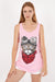 Pink Google Cat Animal Printed Cotton Women Vest