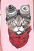 Pink Google Cat Animal Printed Cotton Women Vest