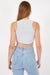 Light Grey Stone Washed Solid Rib-Knit Cotton Racer Crop Tank Top