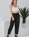 Satin Drawstrings CroppedCotton Women Jogger