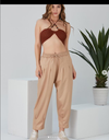 Satin Drawstrings CroppedCotton Women Jogger