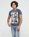 Anthracite Stone WashedFour MastersPrintedMen's T-shirt