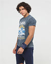 California Beach The Earthly Paradise Print Crew Neck Washed Regular T-Shirt