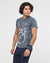 Anthracite Stone Washed Bicycle & Typography  Printed Cotton T-shirt