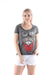 Anthracite Stone Washed Google Cat Animal Printed Cotton Women Scoop Neck T-shirt