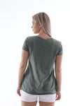 Stone WashedRecord Vinyl Jy Dvsn Printed Cotton Women Scoop Neck T-shirt