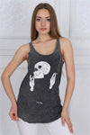 STONE WASHED I'M FINE SKULL PRINT WOMEN COTTON TOP TANK
