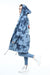 Blue Long Tie Die Frd Khlo Print Cotton Cardigan with Hood