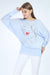 Baby Blue Make a Face Printed Cotton Women Top