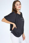 Black Sparkle Smile Women Long Sleeve Top Tee T-shirt Tshirt S-Ponder