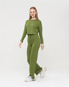 Flare Leg and Crop Top Plain Women Lounge wear Set