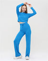 Flare Leg and Crop Top Plain Women Lounge wear Set