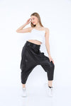 Black Satin Harem Women Trousers