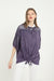 Tie Up Front Net Sleeve Washed Cotton Women Top