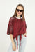Tie Up Front Net Sleeve Washed Cotton Women Top