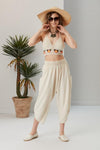 Adjustable Waist Tapered cut Women Cotton Trousers