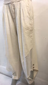 WOMEN ELASTIC WAIST BUTTON DETAIL COTTON TROUSER