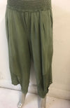 WOMEN ELASTIC WAIST BUTTON DETAIL COTTON TROUSER