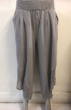 WOMEN ELASTIC WAIST BUTTON DETAIL COTTON TROUSER