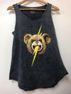 ANTHRACITE FLASHBEAR PRINT STONE WASHED WOMEN TOP TANK