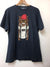 Navy Blue Red Hat Cat Animal Printed Cotton T-shirt
