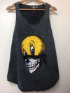 Anthracite Tweety Chick Print Stone Washed Women Top Tank