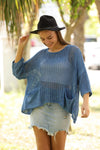 Fish Net Two PocketsCotton Knitted Pull over Women Jumper