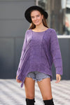 Asymmetric Cut Detail Woman Plain Cotton Knitted Jumper