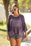 Fish Net Two PocketsCotton Knitted Pull over Women Jumper