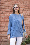 Washed Line Details Assymetrical Long Sleeve Tops