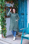 Stone Washed CottonLongknitted Hoodie Cardigan