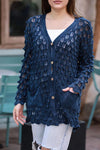 Deep Neck Bubble Knit Cardigan