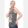 Anthracite Stone Washed Maneki Cat Animal Printed Cotton 