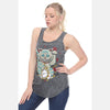 Anthracite Stone Washed Maneki Cat Animal Printed Cotton 