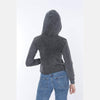 Anthracite Stone Washed Nightmare Printed Cotton Women Crop Top Hoodie - S-Ponder Shop