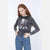 Anthracite Stone Washed Nightmare Printed Cotton Women Crop Top Hoodie - S-Ponder Shop