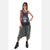 Anthracite Stone Washed Red Hat Cat Cotton Women Vest - 