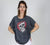 Anthracite Stone Washed Skull Printed Cotton Women Balloon T-Shirt Tee Top Blouse S-Ponder