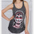 Black Anthracite Stone Washed Faded Skull Queen Printed Cotton Women Vest Tank Top S-PONDER