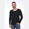 Black Long Sleeve Cotton T-shirt Tee Top S-PONDER