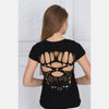 Black Skull Back Cut Out Cotton Women T-shirt Tee Top S-Ponder
