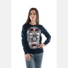 Black Skull Print Cotton Women Sweatshirt - S-Ponder Shop - 