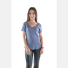 Blue V Neck Cotton Women T-Shirt Tee Top S-Ponder