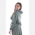 Green Stone Washed Poncho Cut Cotton Women Hoodie - S-Ponder