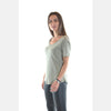 Green V Neck Cotton Women T-Shirt - S-Ponder Shop - T-SHIRT