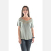 Green V Neck Cotton Women T-Shirt Tee Top S-Ponder