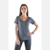 Grey V Neck Cotton Women T-Shirt Tee Top S-Ponder