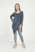 Blue Asymmetric Cut Detail  Stone Washed Tie Up front Jumper