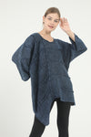 Navy Asymmetric Cut Detail Woman Knitted Sweater S-ponder