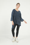 Navy Asymmetric Cut Detail Woman Knitted Sweater